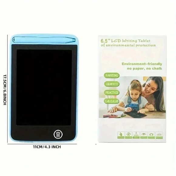 Light Blue LCD Tablet (6.5 Inch) - Write, Draw & Erase Anytime! - Picture 3 of 4